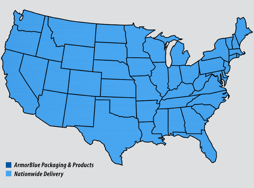 Map of states ArmorBlue Diesel Exhaust Fluid is sold in